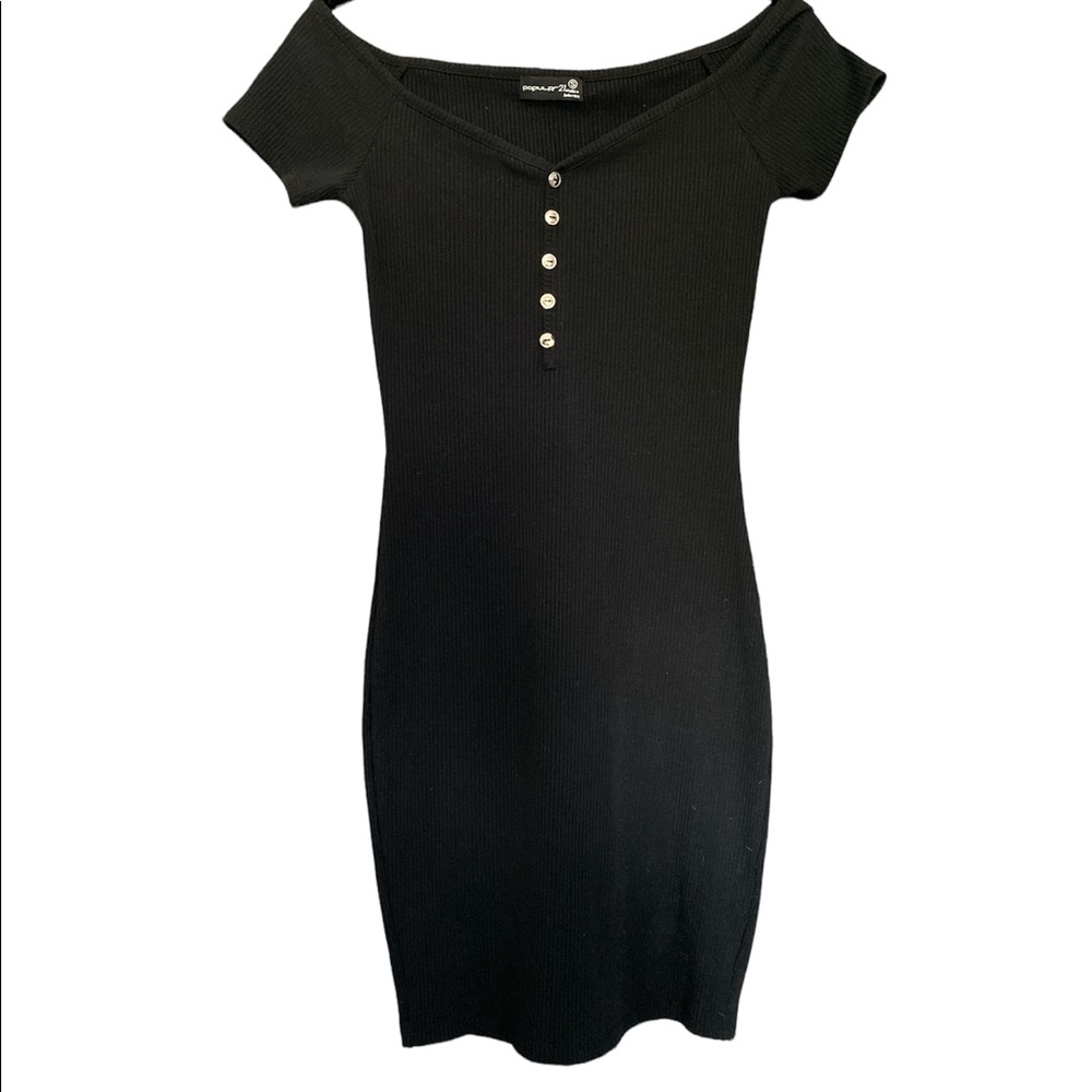 Black Ribbed Bodycon Mini Dress